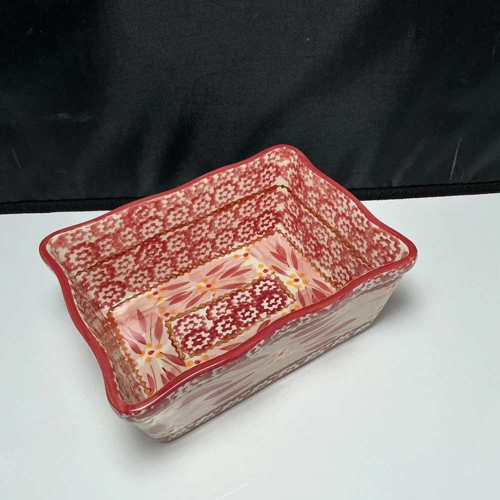 Old World Cranberry 1 Quart Baking Dishes Temp-tations w/ Holders 8 Piece Set